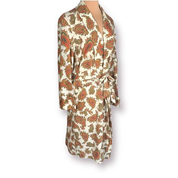 Vintage Towncraft Penn-Prest Paisley Print Unisex Robe Belted Dressing Gown - Picture 2 of 13